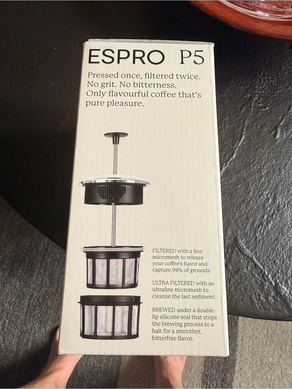 ESPRO P5 Original Dual-Filter Steel & Black French Press NIB